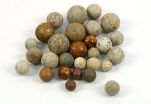 a collection of stone marbles